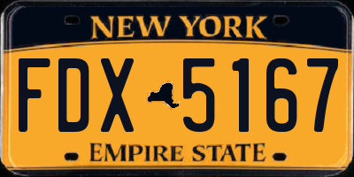 NY license plate FDX5167