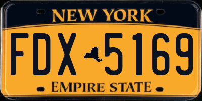 NY license plate FDX5169