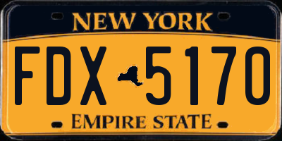 NY license plate FDX5170