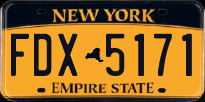 NY license plate FDX5171
