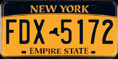 NY license plate FDX5172