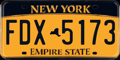 NY license plate FDX5173