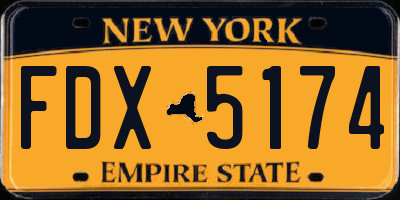 NY license plate FDX5174