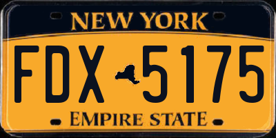 NY license plate FDX5175
