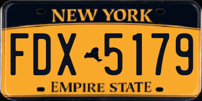NY license plate FDX5179
