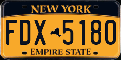 NY license plate FDX5180