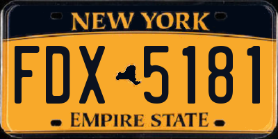 NY license plate FDX5181