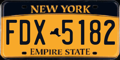 NY license plate FDX5182