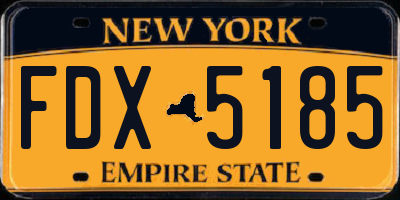 NY license plate FDX5185