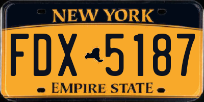 NY license plate FDX5187