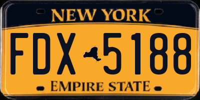 NY license plate FDX5188