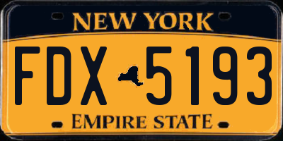 NY license plate FDX5193