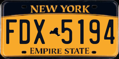 NY license plate FDX5194