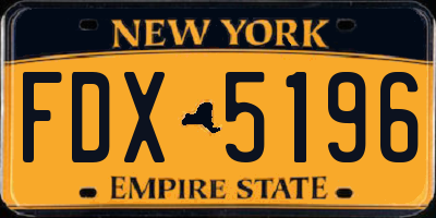 NY license plate FDX5196