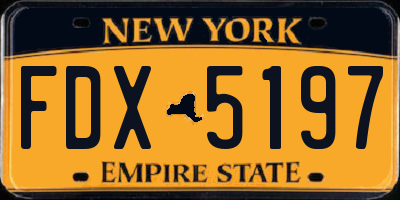 NY license plate FDX5197