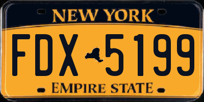 NY license plate FDX5199