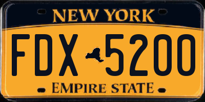 NY license plate FDX5200