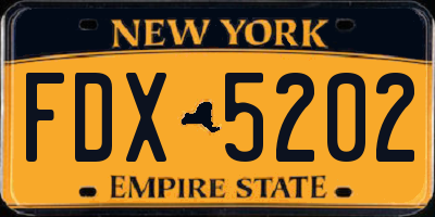 NY license plate FDX5202