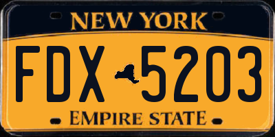 NY license plate FDX5203