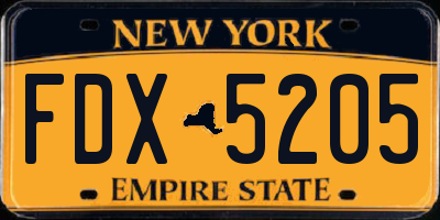 NY license plate FDX5205