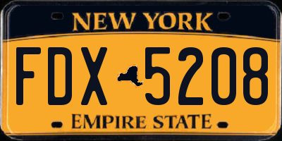 NY license plate FDX5208