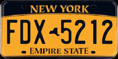 NY license plate FDX5212