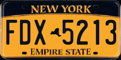 NY license plate FDX5213
