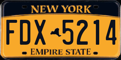 NY license plate FDX5214