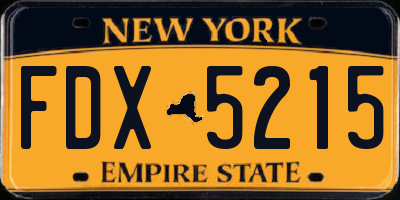 NY license plate FDX5215