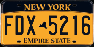 NY license plate FDX5216