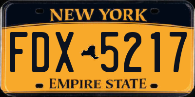NY license plate FDX5217