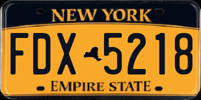 NY license plate FDX5218