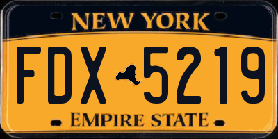 NY license plate FDX5219