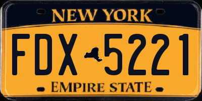 NY license plate FDX5221