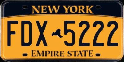 NY license plate FDX5222