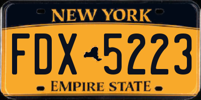 NY license plate FDX5223