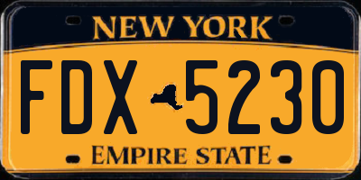 NY license plate FDX5230