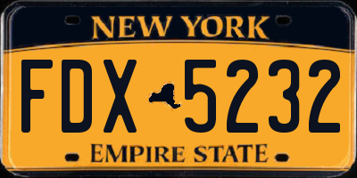 NY license plate FDX5232