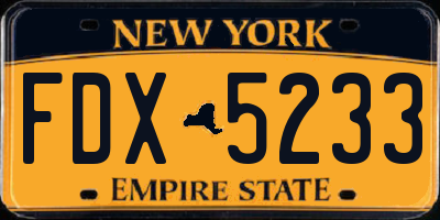NY license plate FDX5233