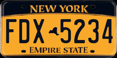NY license plate FDX5234