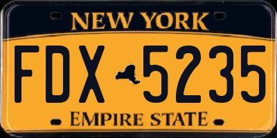 NY license plate FDX5235
