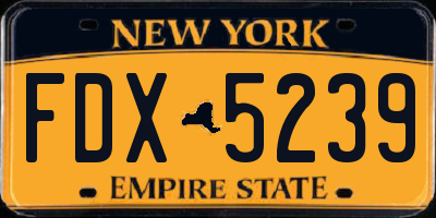 NY license plate FDX5239
