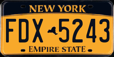NY license plate FDX5243