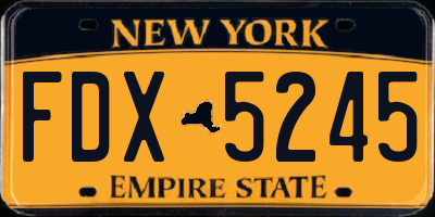 NY license plate FDX5245