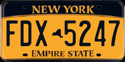 NY license plate FDX5247