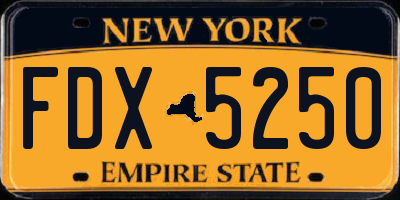 NY license plate FDX5250