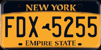 NY license plate FDX5255