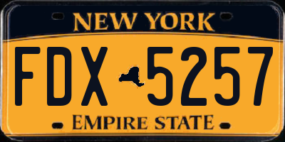 NY license plate FDX5257