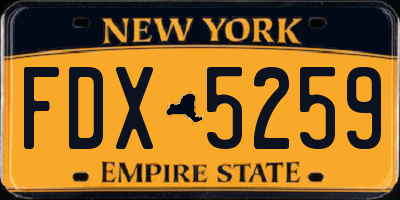 NY license plate FDX5259
