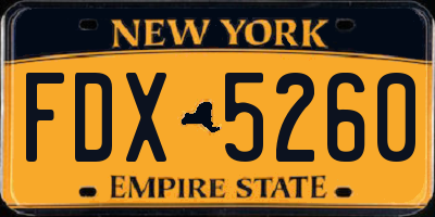 NY license plate FDX5260